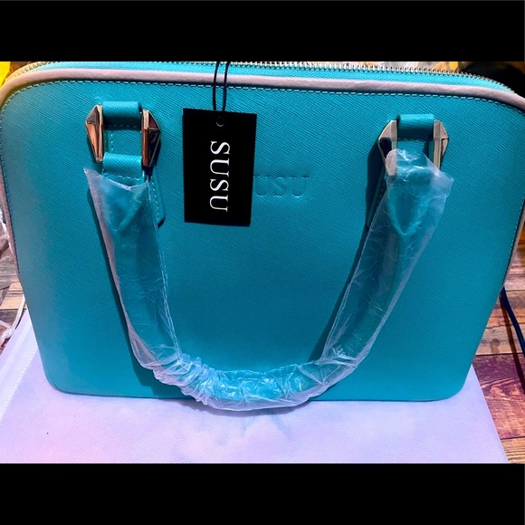 SUSU Meliss Aqua Sea Leather Satchel Purse